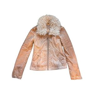 Zara trafaluc collection fur rimmed collar tan jacket